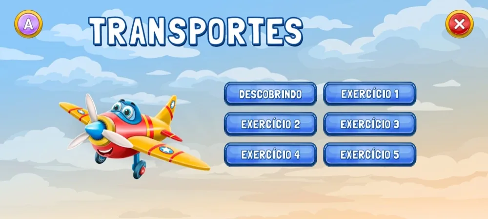Tela do jogo ABAUT sobre transportes